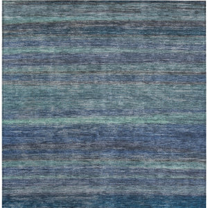 HomeRoots 5' Blue and Gray Striped Washable Area Rug - Durable, Stain-Resistant for Indoor and Outdoor Use 5' X 8' 615837