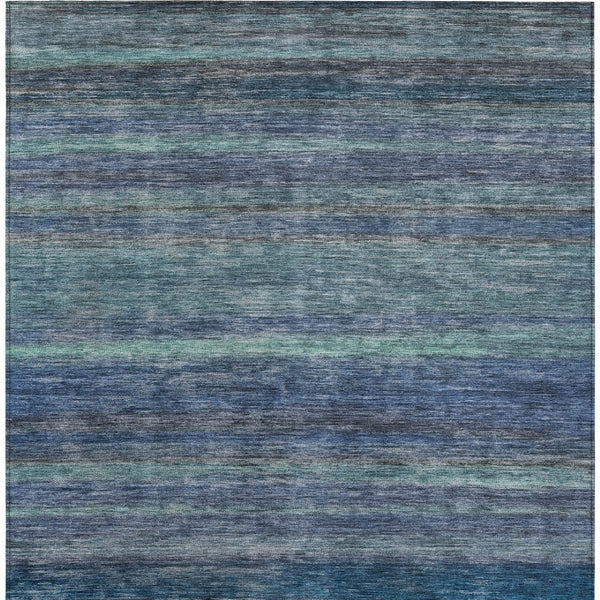 HomeRoots 5' Blue and Gray Striped Washable Area Rug - Durable, Stain-Resistant for Indoor and Outdoor Use 5' X 8' 615837