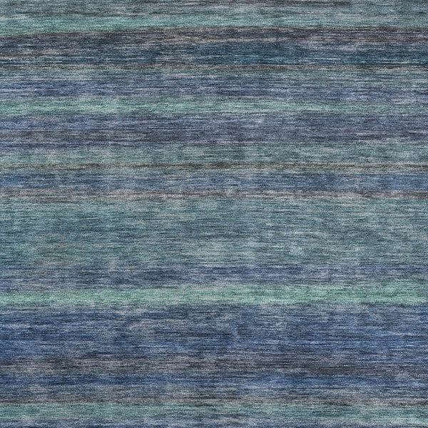 HomeRoots 5' Blue and Gray Striped Washable Area Rug - Durable, Stain-Resistant for Indoor and Outdoor Use 5' X 8' 615837