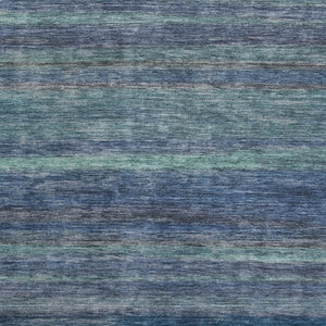 HomeRoots 5' Blue and Gray Striped Washable Area Rug - Durable, Stain-Resistant for Indoor and Outdoor Use 9' X 12' 615840