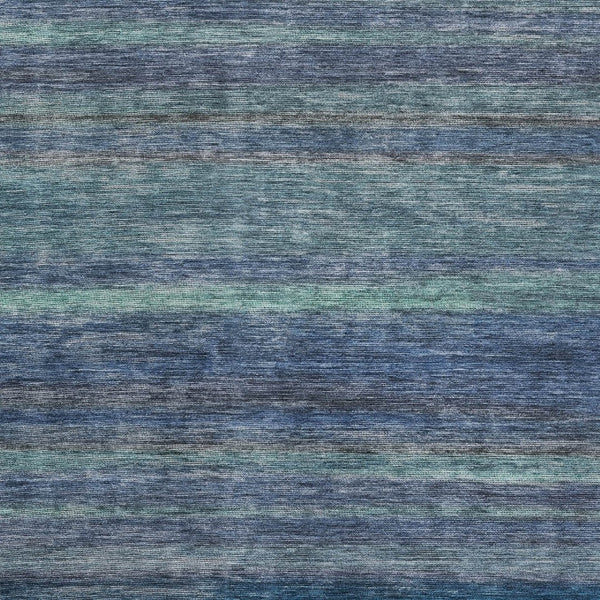 HomeRoots 5' Blue and Gray Striped Washable Area Rug - Durable, Stain-Resistant for Indoor and Outdoor Use 9' X 12' 615840