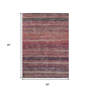HomeRoots 5' Striped Washable Area Rug in Rust and Blush - Durable, Stylish, Perfect for Indoor and Outdoor Use 5' X 8' 615849