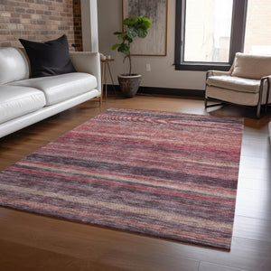 HomeRoots 5' Striped Washable Area Rug in Rust and Blush - Durable, Stylish, Perfect for Indoor and Outdoor Use 5' X 8' 615849