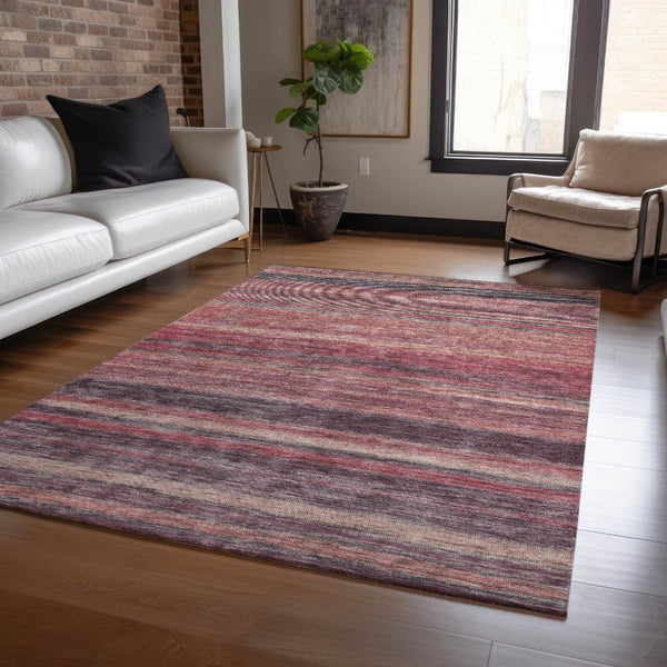 HomeRoots 5' Striped Washable Area Rug in Rust and Blush - Durable, Stylish, Perfect for Indoor and Outdoor Use 5' X 8' 615849