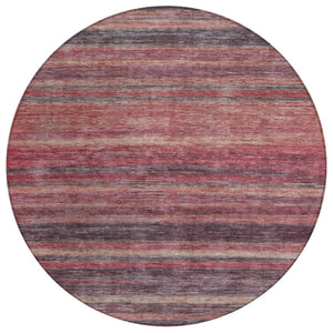 HomeRoots 5' Striped Washable Area Rug in Rust and Blush - Durable, Stylish, Perfect for Indoor and Outdoor Use 8' Round 615850