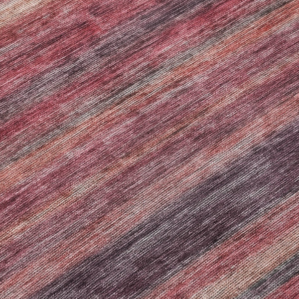 HomeRoots 5' Striped Washable Area Rug in Rust and Blush - Durable, Stylish, Perfect for Indoor and Outdoor Use 8' Round 615850
