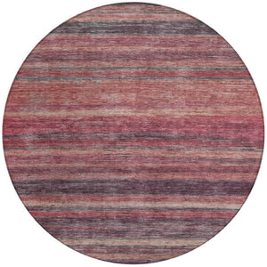 HomeRoots 5' Striped Washable Area Rug in Rust and Blush - Durable, Stylish, Perfect for Indoor and Outdoor Use 8' Round 615850