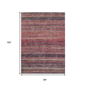 HomeRoots 5' Striped Washable Area Rug in Rust and Blush - Durable, Stylish, Perfect for Indoor and Outdoor Use 8' X 10' 615851