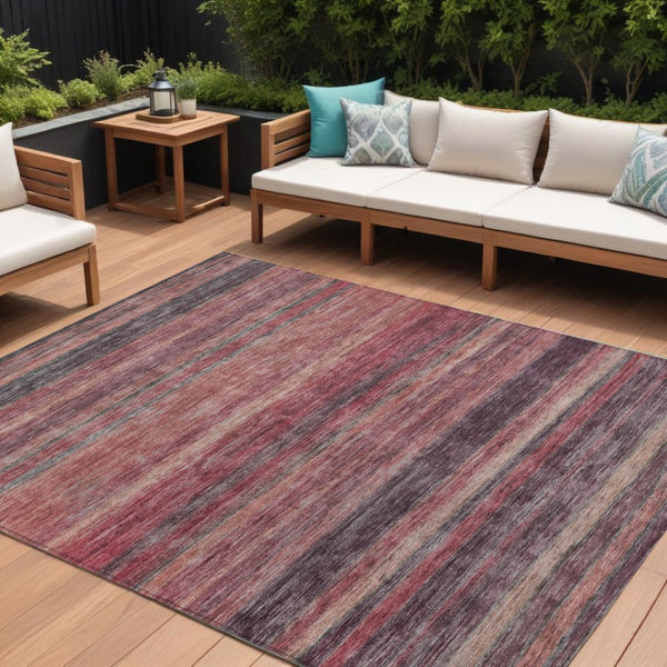 HomeRoots 5' Striped Washable Area Rug in Rust and Blush - Durable, Stylish, Perfect for Indoor and Outdoor Use 8' X 10' 615851