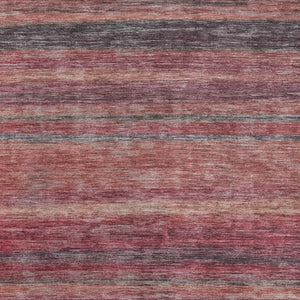 HomeRoots 9' X 12' Washable Indoor Outdoor Area Rug - Rust & Blush Stripes, Stain-Resistant, Durable Design 615852