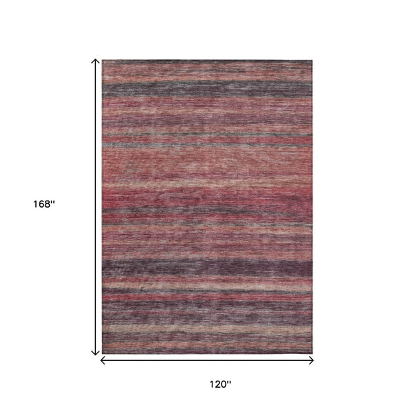 HomeRoots 5' Striped Washable Area Rug in Rust and Blush - Durable, Stylish, Perfect for Indoor and Outdoor Use 10' X 14' 615853
