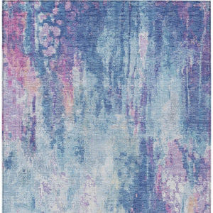 HomeRoots 5' Blue Peach Abstract Washable Area Rug - Stylish Indoor/Outdoor Design for High-Traffic Spaces 5' X 8' 615855