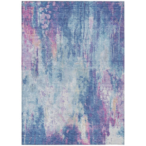 HomeRoots 5' Blue Peach Abstract Washable Area Rug - Stylish Indoor/Outdoor Design for High-Traffic Spaces 5' X 8' 615855