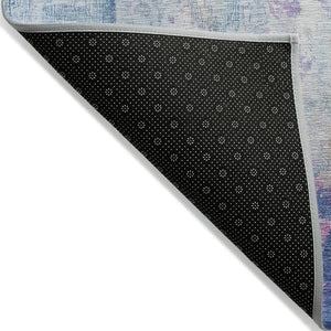 HomeRoots 5' Blue Peach Abstract Washable Area Rug - Stylish Indoor/Outdoor Design for High-Traffic Spaces 5' X 8' 615855