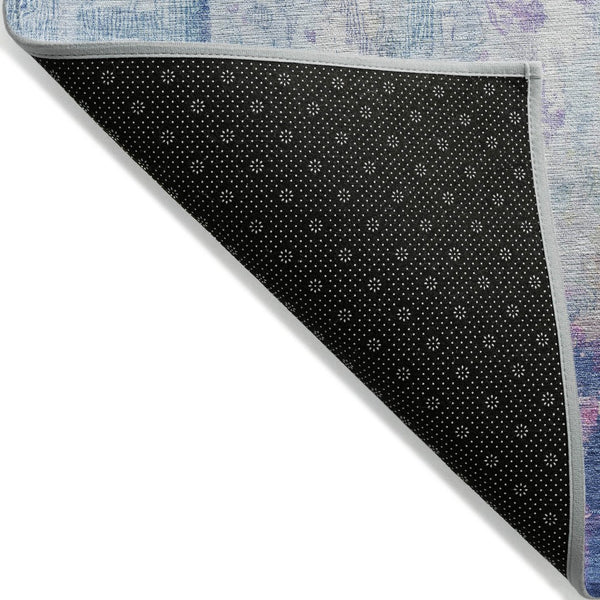 HomeRoots 5' Blue Peach Abstract Washable Area Rug - Stylish Indoor/Outdoor Design for High-Traffic Spaces 5' X 8' 615855