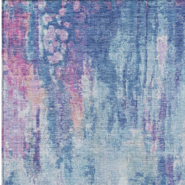 HomeRoots 5' Blue Peach Abstract Washable Area Rug - Stylish Indoor/Outdoor Design for High-Traffic Spaces 5' X 8' 615855