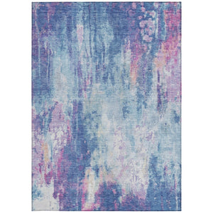 HomeRoots 5' Blue Peach Abstract Washable Area Rug - Stylish Indoor/Outdoor Design for High-Traffic Spaces 8' X 10' 615857