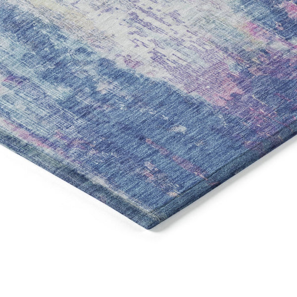 HomeRoots 5' Blue Peach Abstract Washable Area Rug - Stylish Indoor/Outdoor Design for High-Traffic Spaces 9' X 12' 615858