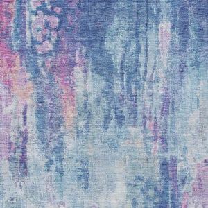 HomeRoots 5' Blue Peach Abstract Washable Area Rug - Stylish Indoor/Outdoor Design for High-Traffic Spaces 9' X 12' 615858
