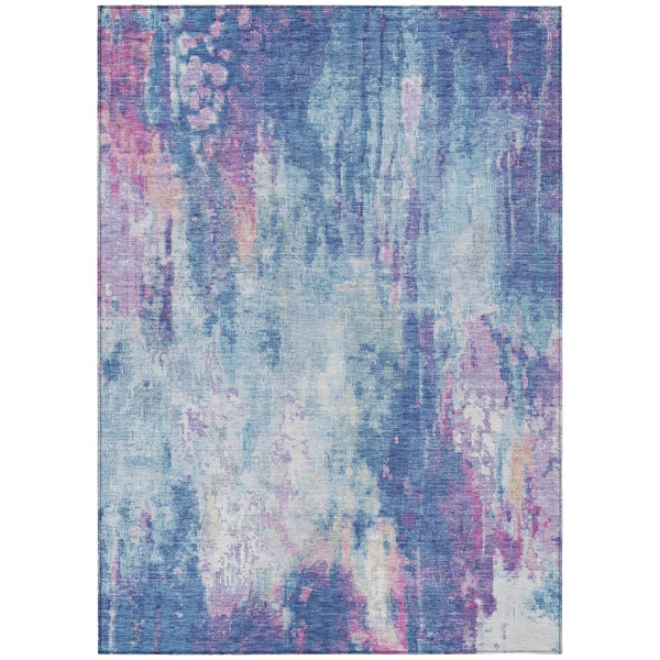 HomeRoots 5' Blue Peach Abstract Washable Area Rug - Stylish Indoor/Outdoor Design for High-Traffic Spaces 10' X 14' 615859