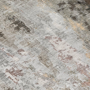 HomeRoots 5' Abstract Washable Area Rug in Gray, Rust & Ivory - Durable, Stylish Design for Indoor & Outdoor Spaces 8' Round 615862