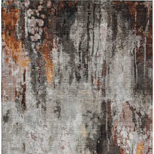 HomeRoots 5' Abstract Washable Area Rug in Gray, Rust & Ivory - Durable, Stylish Design for Indoor & Outdoor Spaces 9' X 12' 615864