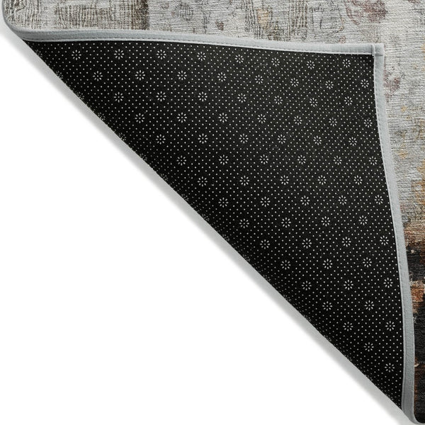 HomeRoots 5' Abstract Washable Area Rug in Gray, Rust & Ivory - Durable, Stylish Design for Indoor & Outdoor Spaces 9' X 12' 615864