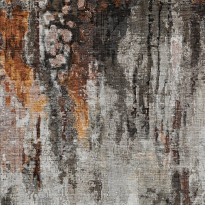 HomeRoots 5' Abstract Washable Area Rug in Gray, Rust & Ivory - Durable, Stylish Design for Indoor & Outdoor Spaces 9' X 12' 615864