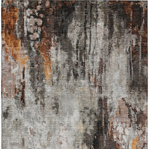 HomeRoots 5' Abstract Washable Area Rug in Gray, Rust & Ivory - Durable, Stylish Design for Indoor & Outdoor Spaces 10' X 14' 615865