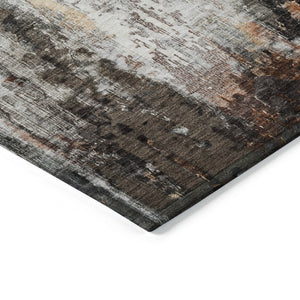 HomeRoots 5' Abstract Washable Area Rug in Gray, Rust & Ivory - Durable, Stylish Design for Indoor & Outdoor Spaces 10' X 14' 615865
