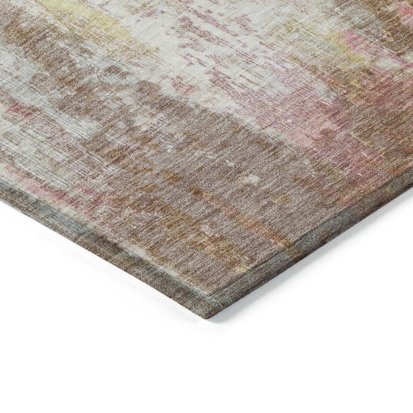 HomeRoots 5' Modern Abstract Tan Mauve Ivory Washable Area Rug for Indoor and Outdoor Use, Easy Care 5' X 8' 615879