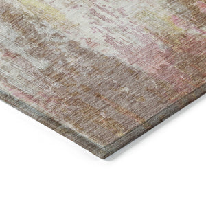 HomeRoots 5' Modern Abstract Tan Mauve Ivory Washable Area Rug for Indoor and Outdoor Use, Easy Care 8' X 10' 615881