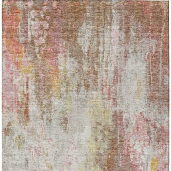 HomeRoots 5' Modern Abstract Tan Mauve Ivory Washable Area Rug for Indoor and Outdoor Use, Easy Care 10' X 14' 615883