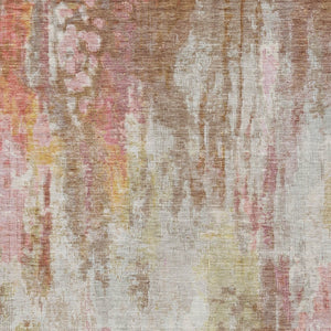 HomeRoots 5' Modern Abstract Tan Mauve Ivory Washable Area Rug for Indoor and Outdoor Use, Easy Care 10' X 14' 615883