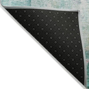 HomeRoots 5' Teal Blue, Peach & Ivory Abstract Area Rug - Stylish, Washable, Indoor/Outdoor Durability for All Spaces 8' X 10' 615887