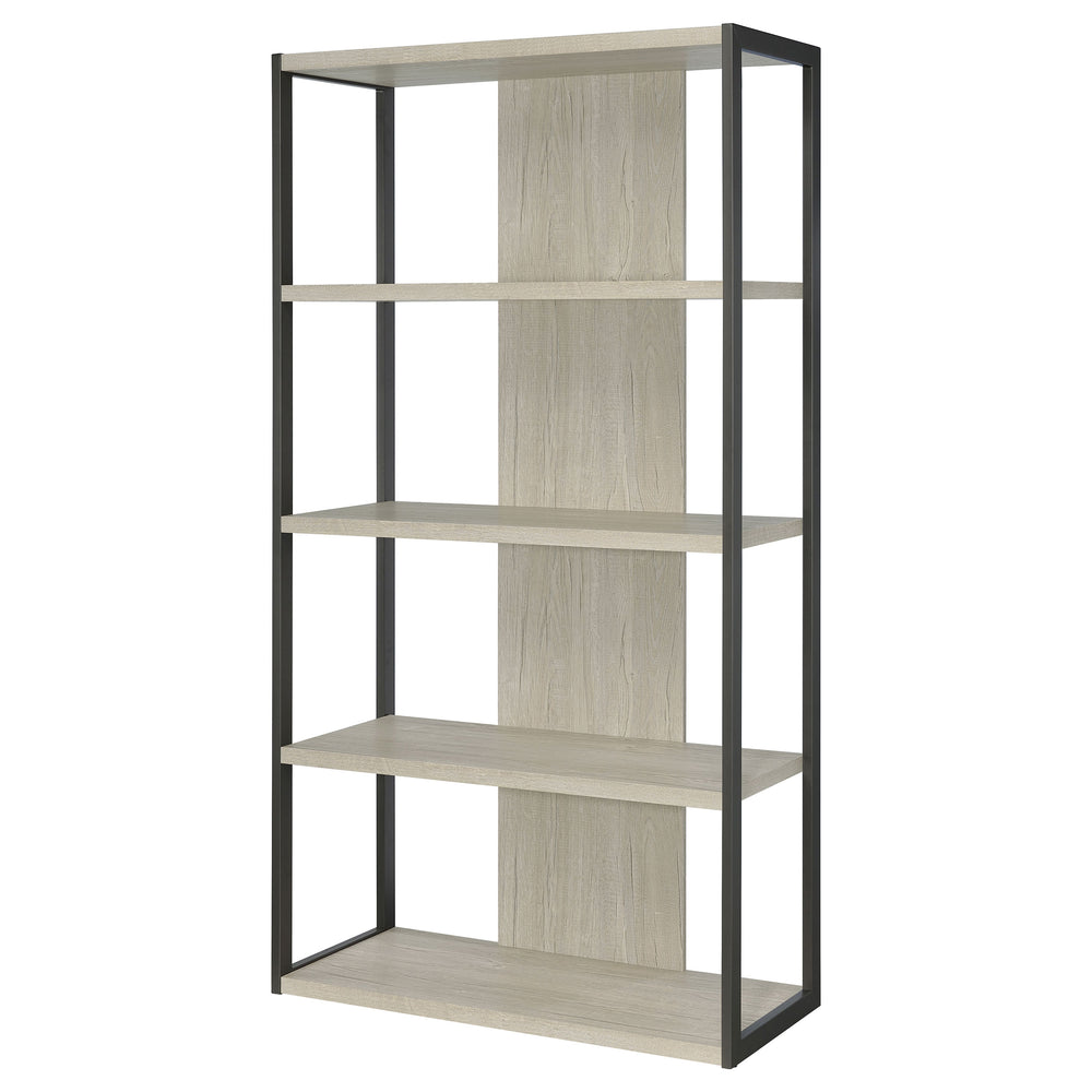 English Elm Loomis White-Washed Grey 4-Shelf Bookshelf 72"H Rustic Modern Open Frame Storage w/ Minimalist Charm B062P344965
