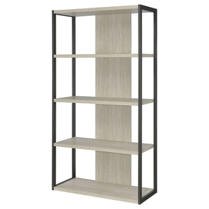 English Elm Loomis White-Washed Grey 4-Shelf Bookshelf 72"H Rustic Modern Open Frame Storage w/ Minimalist Charm B062P344965