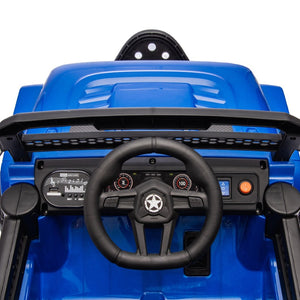 English Elm 12v Kids Electric Ride on Truck with Parental Remote Four Wheel Suspension and Led Lights Blue W1578P187460
