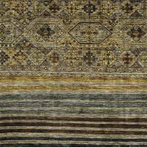 HomeRoots 5' Elegant Gray, Gold & Brown Medallion Washable Area Rug for Indoor and Outdoor Spaces 5' X 8' 615903