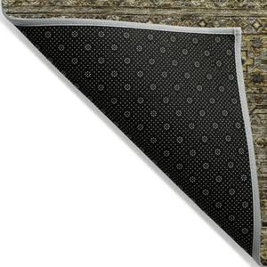 HomeRoots 5' Elegant Gray, Gold & Brown Medallion Washable Area Rug for Indoor and Outdoor Spaces 8' X 10' 615905