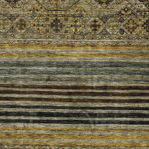 HomeRoots 5' Elegant Gray, Gold & Brown Medallion Washable Area Rug for Indoor and Outdoor Spaces 10' X 14' 615907
