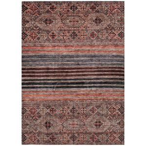 HomeRoots 5' Washable Medallion Area Rug in Rust, Gray, and Salmon for Stylish Indoor-Outdoor Spaces 5' X 8' 615909
