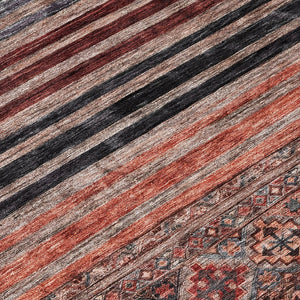 HomeRoots 5' Washable Medallion Area Rug in Rust, Gray, and Salmon for Stylish Indoor-Outdoor Spaces 8' Round 615910