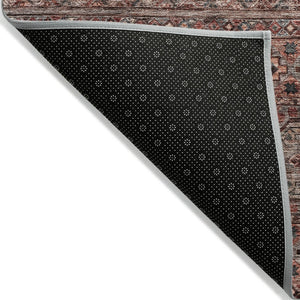 HomeRoots 5' Washable Medallion Area Rug in Rust, Gray, and Salmon for Stylish Indoor-Outdoor Spaces 8' X 10' 615911