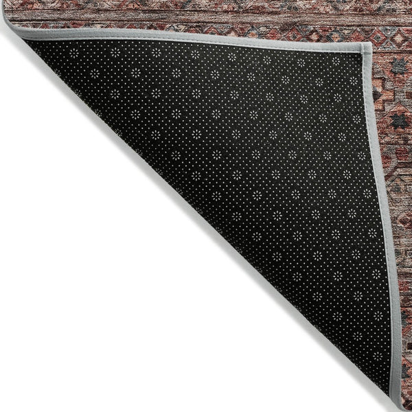HomeRoots 5' Washable Medallion Area Rug in Rust, Gray, and Salmon for Stylish Indoor-Outdoor Spaces 8' X 10' 615911