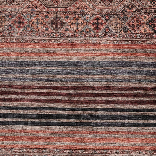 HomeRoots 5' Washable Medallion Area Rug in Rust, Gray, and Salmon for Stylish Indoor-Outdoor Spaces 8' X 10' 615911