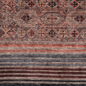 HomeRoots 5' Washable Medallion Area Rug in Rust, Gray, and Salmon for Stylish Indoor-Outdoor Spaces 9' X 12' 615912