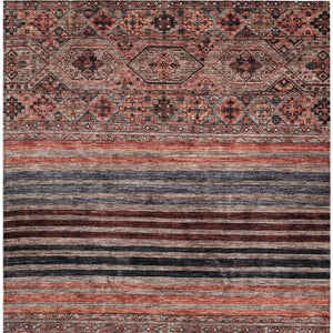 HomeRoots 5' Washable Medallion Area Rug in Rust, Gray, and Salmon for Stylish Indoor-Outdoor Spaces 10' X 14' 615913