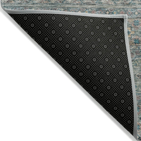 HomeRoots 5' Vibrant Teal Blue Medallion Indoor Outdoor Area Rug – Durable, Washable, Perfect for Homes & Patios 5' X 8' 615915