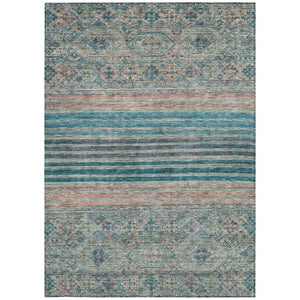 HomeRoots 5' Vibrant Teal Blue Medallion Indoor Outdoor Area Rug – Durable, Washable, Perfect for Homes & Patios 5' X 8' 615915